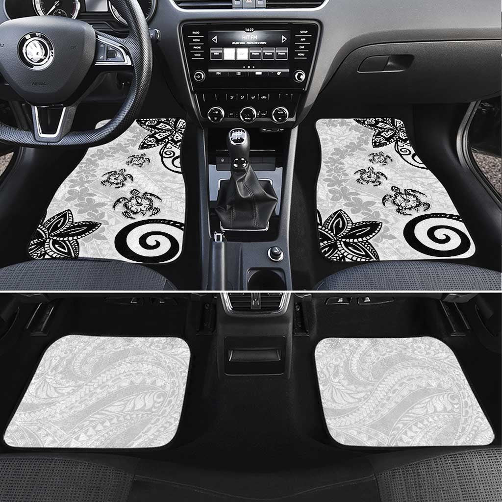 Polynesia Car Mats White Tribal Turtle Floral Pattern