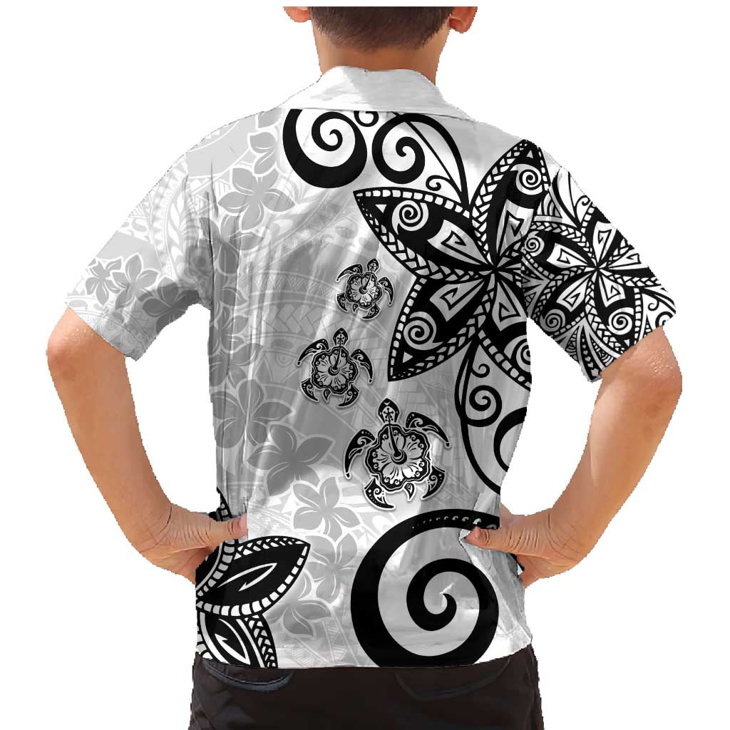 Polynesia Family Matching Mermaid Dress and Hawaiian Shirt White Tribal Turtle Floral Pattern
