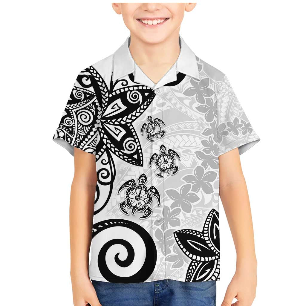 Polynesia Family Matching Mermaid Dress and Hawaiian Shirt White Tribal Turtle Floral Pattern