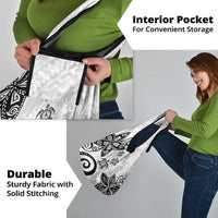 Polynesia Grocery Bag White Tribal Turtle Floral Pattern