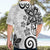 Polynesia Hawaiian Shirt White Tribal Turtle Floral Pattern