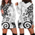 Polynesia Hoodie Dress White Tribal Turtle Floral Pattern