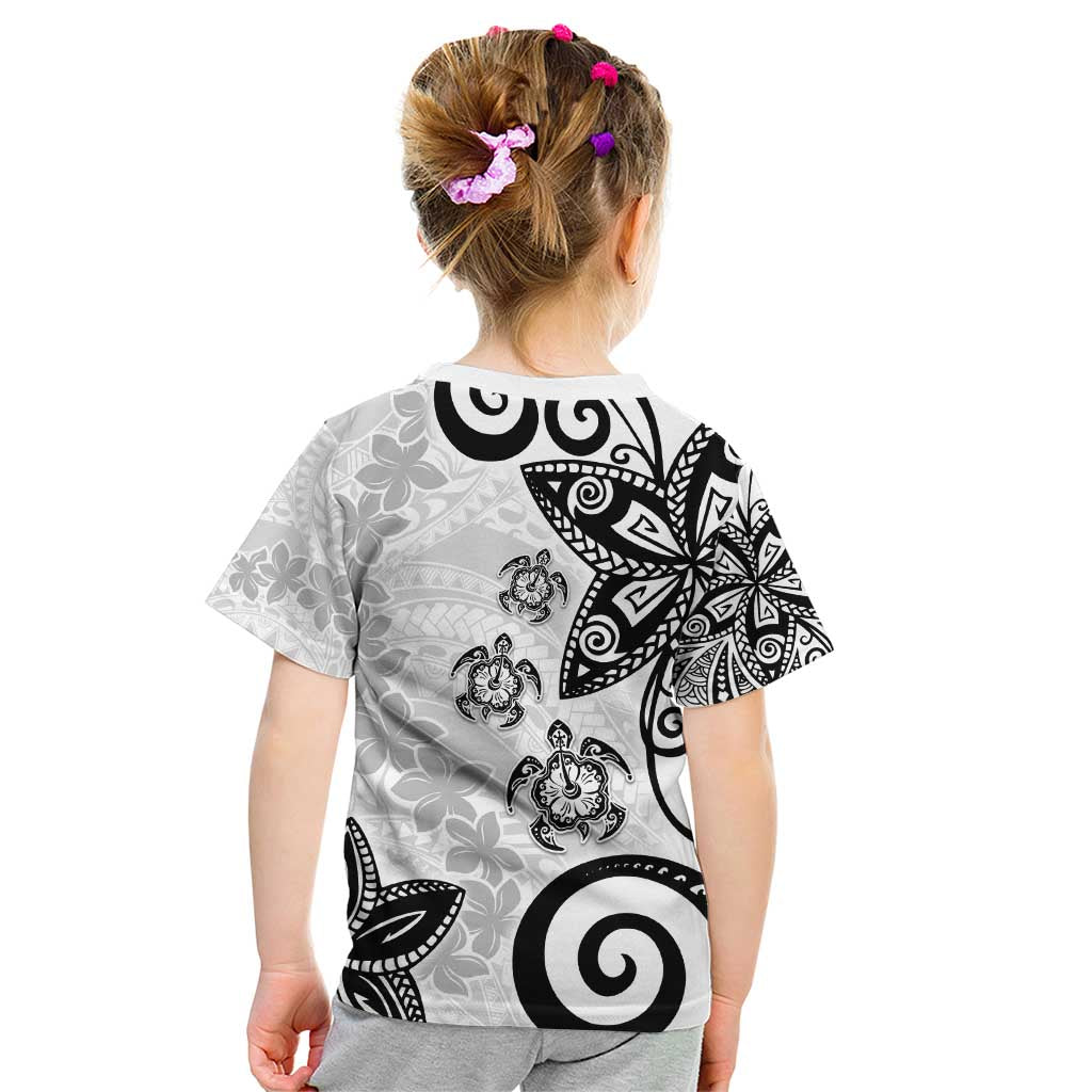 Polynesia Kid T Shirt White Tribal Turtle Floral Pattern
