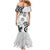 Polynesia Mermaid Dress White Tribal Turtle Floral Pattern