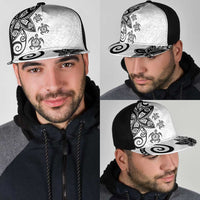 Polynesia Mesh Trucker Cap White Tribal Turtle Floral Pattern - Polynesian Pride