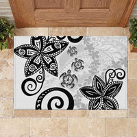 Polynesia Rubber Doormat White Tribal Turtle Floral Pattern