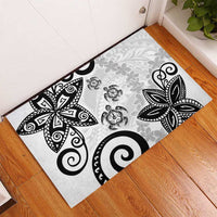 Polynesia Rubber Doormat White Tribal Turtle Floral Pattern