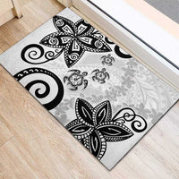 Polynesia Rubber Doormat White Tribal Turtle Floral Pattern