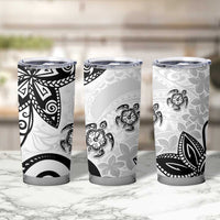 Polynesia Tumbler Cup White Tribal Turtle Floral Pattern