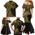 Hawaii And Philippines Family Matching Mermaid Dress and Hawaiian Shirt Kanaka Maoli With Tribal Sun Together Gold