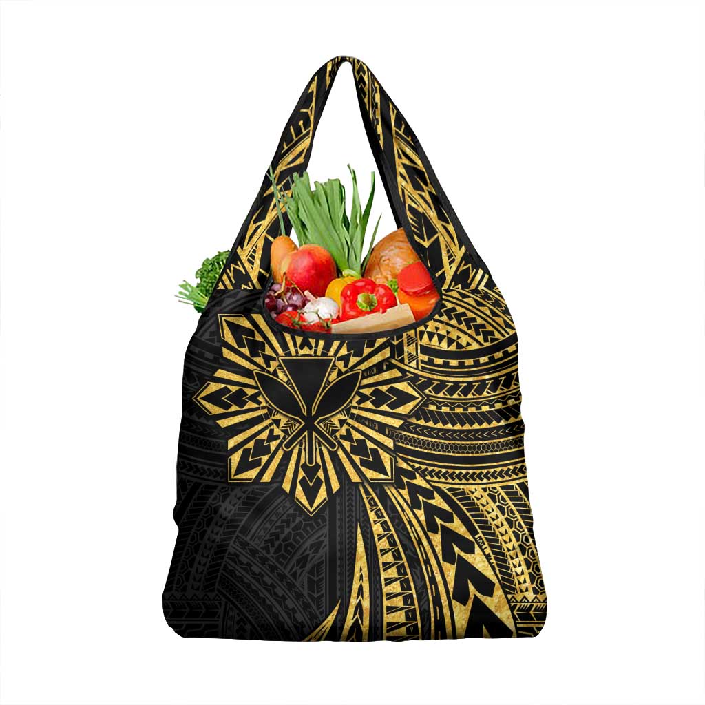 Hawaii And Philippines Grocery Bag Kanaka Maoli With Tribal Sun Together Gold