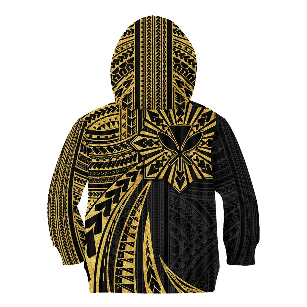 Hawaii And Philippines Kid Hoodie Kanaka Maoli With Tribal Sun Together Gold