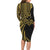 Hawaii And Philippines Long Sleeve Bodycon Dress Kanaka Maoli With Tribal Sun Together Gold