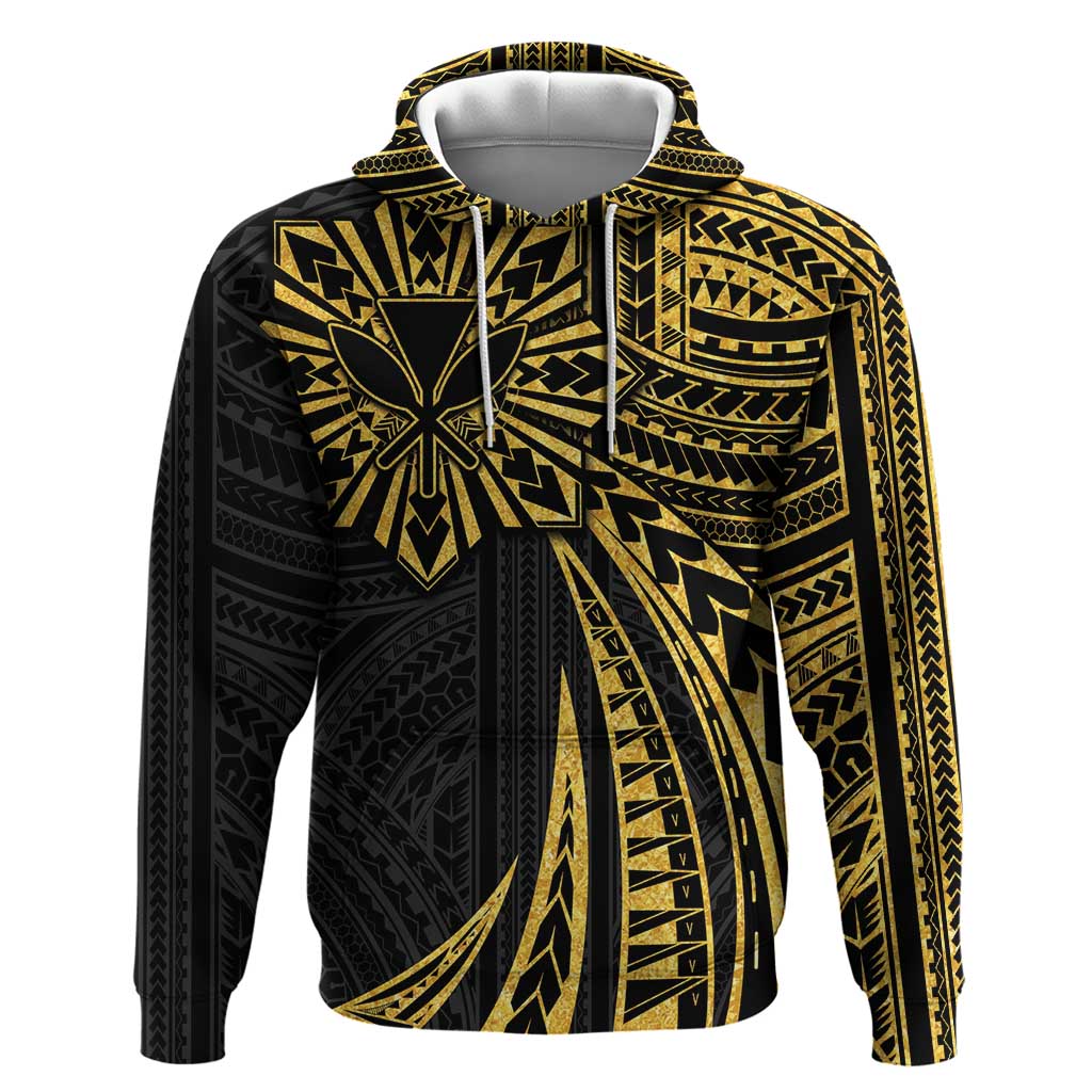 Hawaii And Philippines Zip Hoodie Kanaka Maoli With Tribal Sun Together Gold