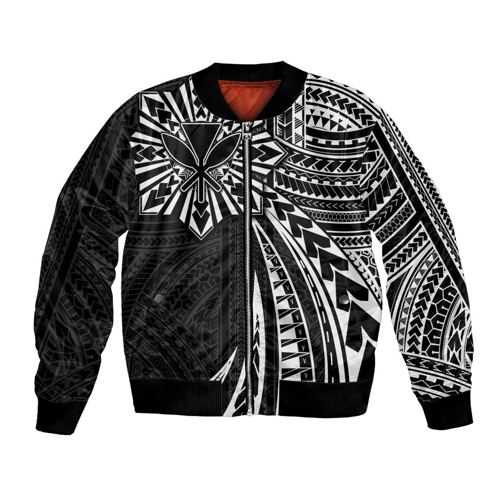 Hawaii And Philippines Bomber Jacket Kanaka Maoli With Tribal Sun Together Black