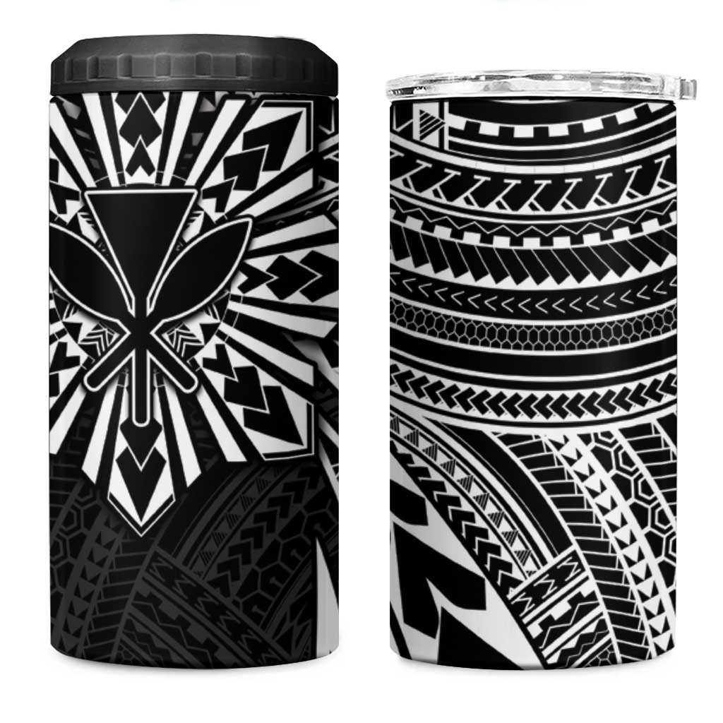 Hawaii And Philippines 4 in 1 Can Cooler Tumbler Kanaka Maoli With Tribal Sun Together Black