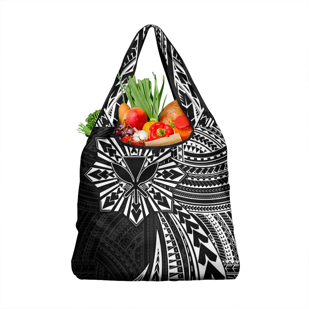 Hawaii And Philippines Grocery Bag Kanaka Maoli With Tribal Sun Together Black