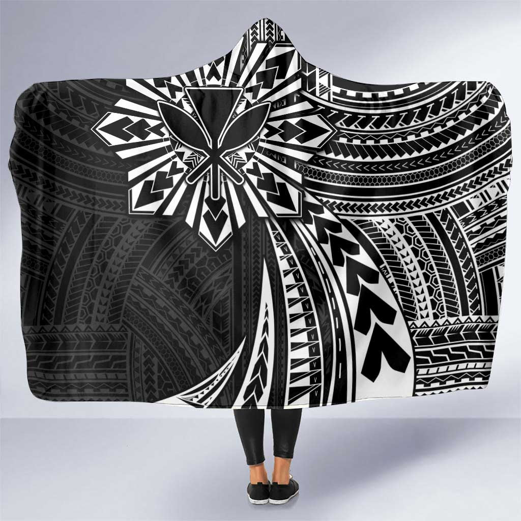 Hawaii And Philippines Hooded Blanket Kanaka Maoli With Tribal Sun Together Black