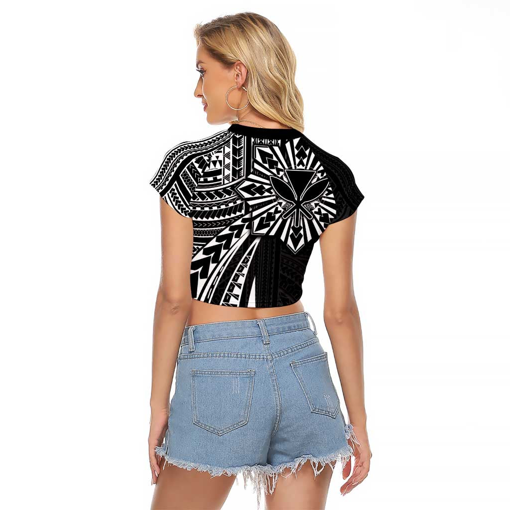 Hawaii And Philippines Raglan Cropped T Shirt Kanaka Maoli With Tribal Sun Together Black