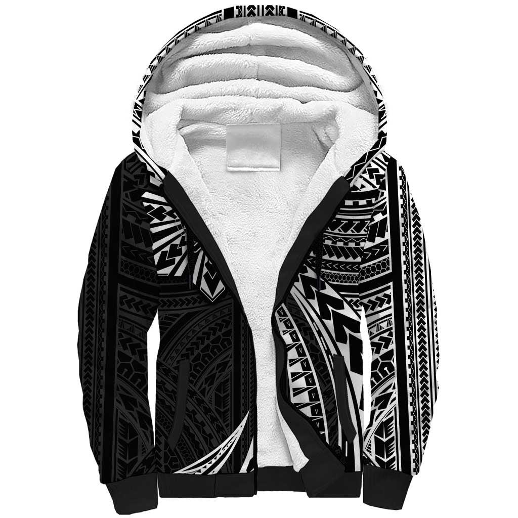 Hawaii And Philippines Sherpa Hoodie Kanaka Maoli With Tribal Sun Together Black