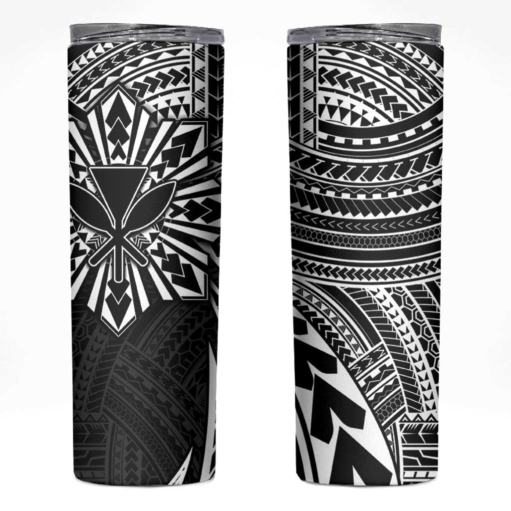 Hawaii And Philippines Skinny Tumbler Kanaka Maoli With Tribal Sun Together Black