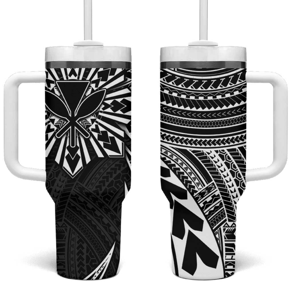 Hawaii And Philippines Tumbler With Handle Kanaka Maoli With Tribal Sun Together Black