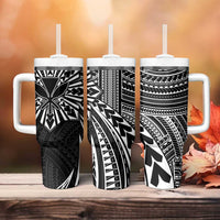 Hawaii And Philippines Tumbler With Handle Kanaka Maoli With Tribal Sun Together Black