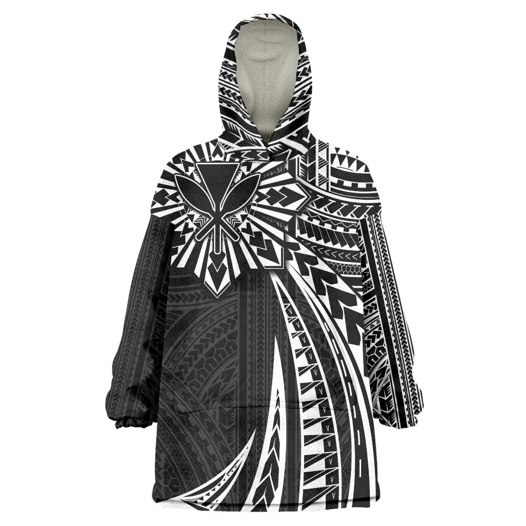 Hawaii And Philippines Wearable Blanket Hoodie Kanaka Maoli With Tribal Sun Together Black