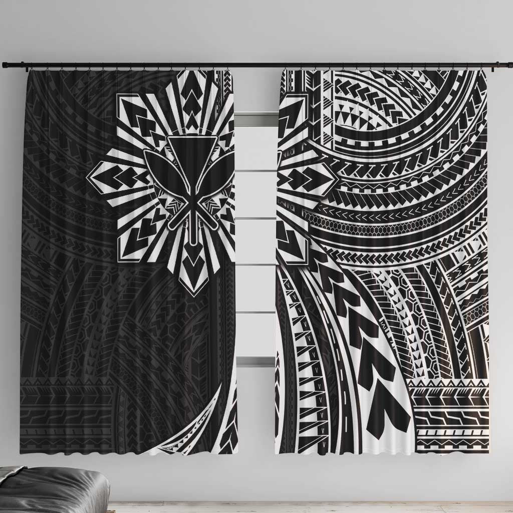 Hawaii And Philippines Window Curtain Kanaka Maoli With Tribal Sun Together Black