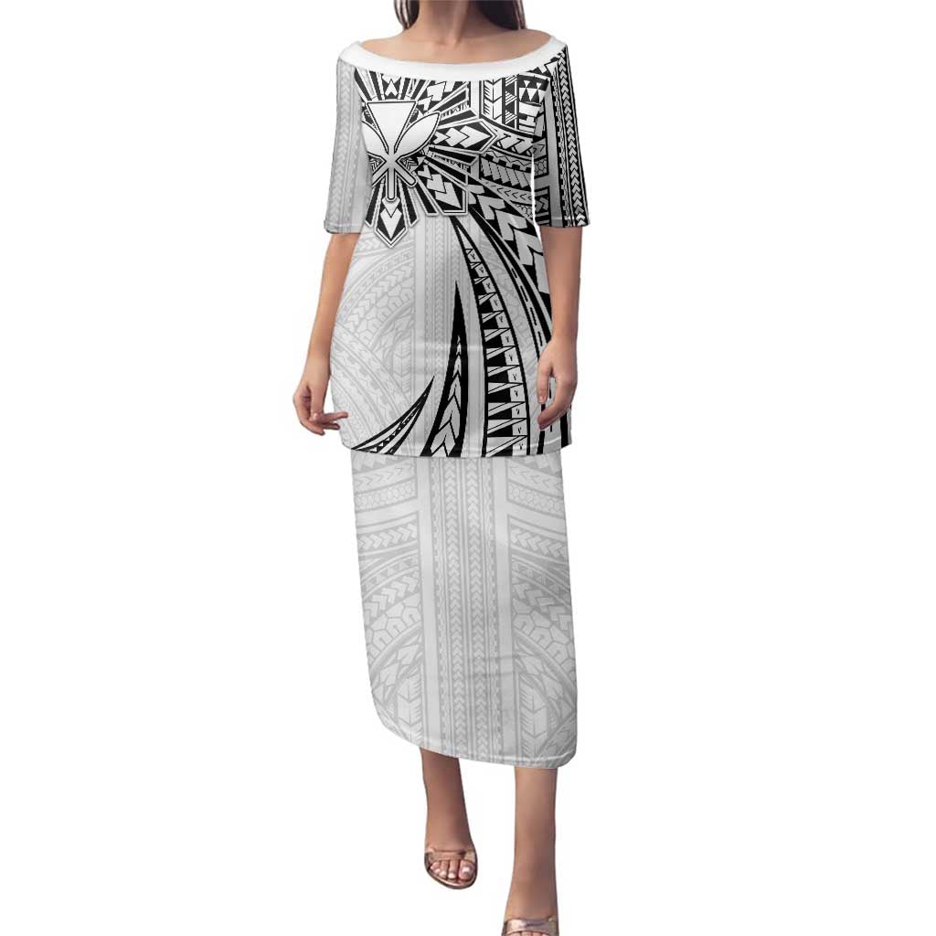 Hawaii And Philippines Family Matching Puletasi and Hawaiian Shirt Kanaka Maoli With Tribal Sun Together White