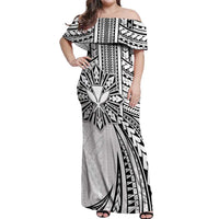 Hawaii And Philippines Off Shoulder Maxi Dress Kanaka Maoli With Tribal Sun Together White