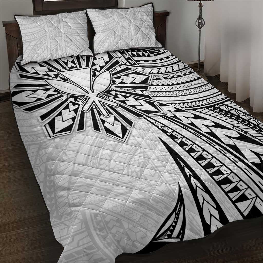 Hawaii And Philippines Quilt Bed Set Kanaka Maoli With Tribal Sun Together White