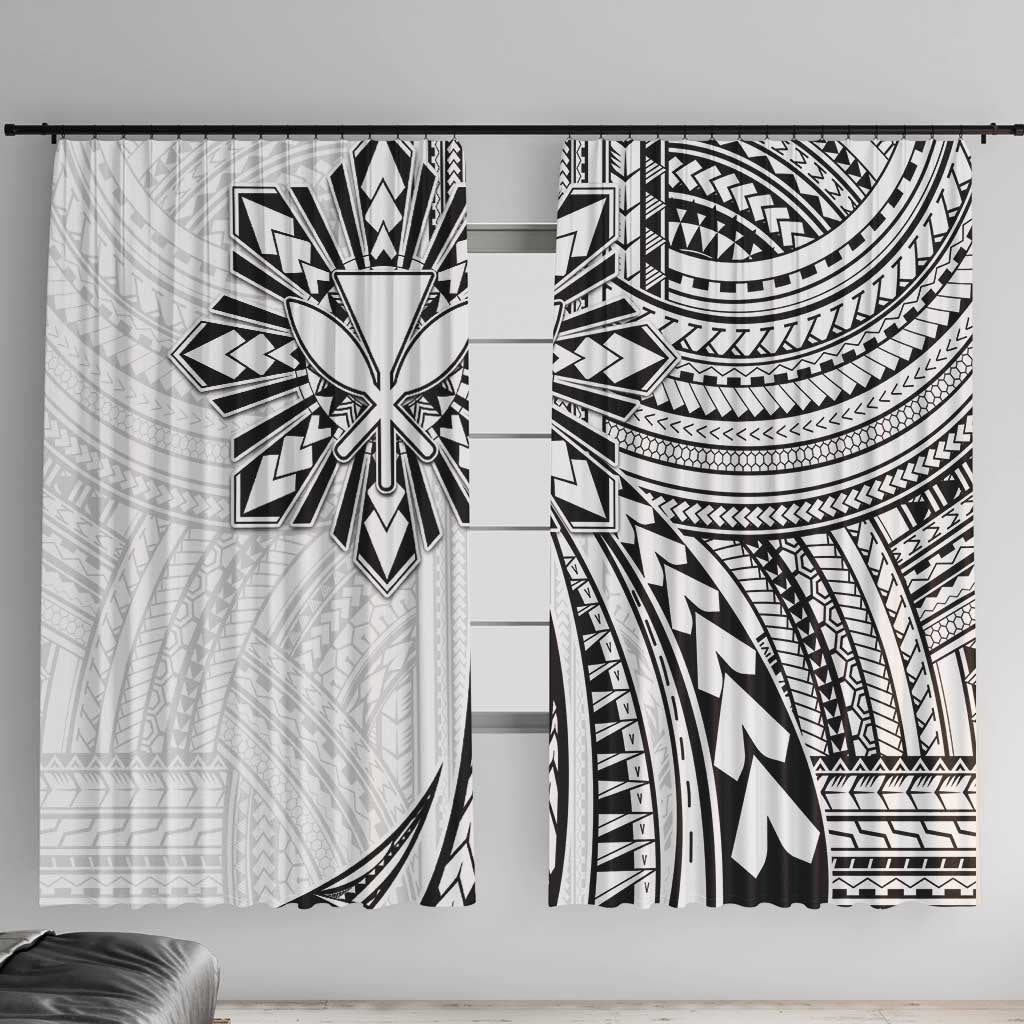 Hawaii And Philippines Window Curtain Kanaka Maoli With Tribal Sun Together White