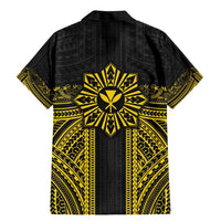 Hawaii And Philippines Together Family Matching Mermaid Dress and Hawaiian Shirt Polynesian Pattern With Filipino Barong Gold