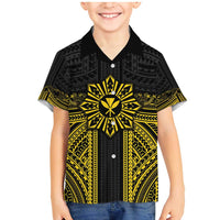Hawaii And Philippines Together Family Matching Mermaid Dress and Hawaiian Shirt Polynesian Pattern With Filipino Barong Gold