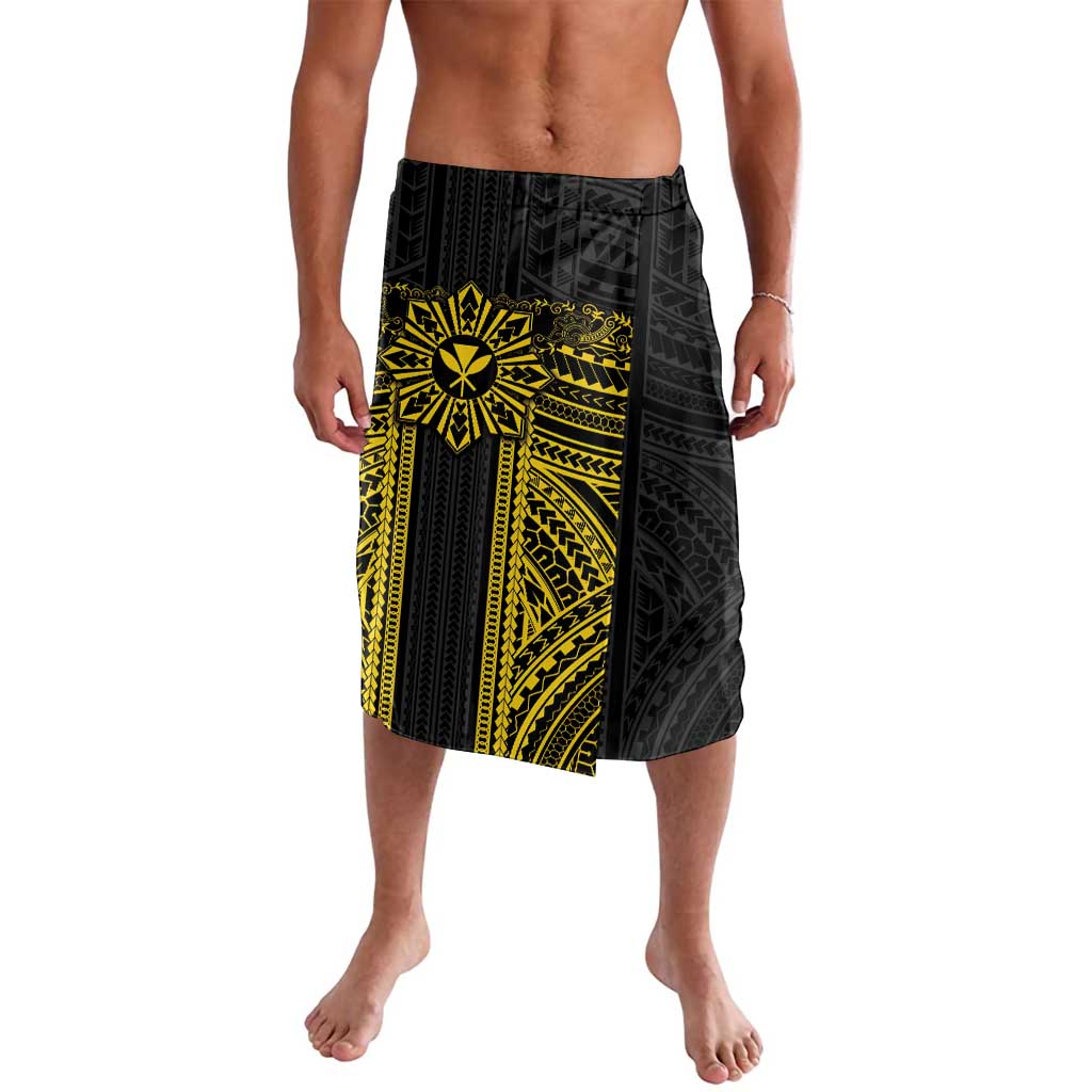 Hawaii And Philippines Together Lavalava Polynesian Pattern With Filipino Barong Gold