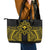 Hawaii And Philippines Together Leather Tote Bag Polynesian Pattern With Filipino Barong Gold