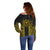 Hawaii And Philippines Together Off Shoulder Sweater Polynesian Pattern With Filipino Barong Gold