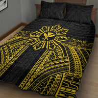 Hawaii And Philippines Together Quilt Bed Set Polynesian Pattern With Filipino Barong Gold