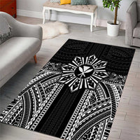 Hawaii And Philippines Together Area Rug Polynesian Pattern With Filipino Barong Black