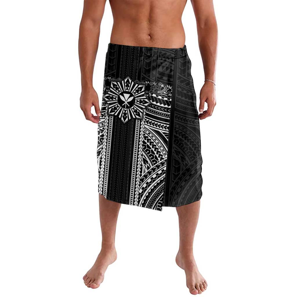 Hawaii And Philippines Together Lavalava Polynesian Pattern With Filipino Barong Black