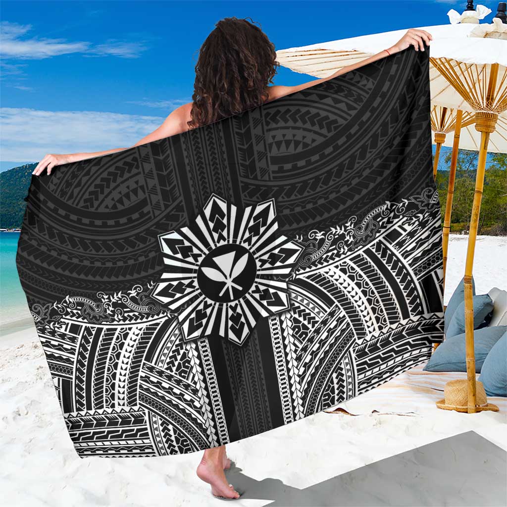 Hawaii And Philippines Together Sarong Polynesian Pattern With Filipino Barong Black