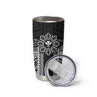 Hawaii And Philippines Together Tumbler Cup Polynesian Pattern With Filipino Barong Black