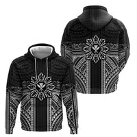 Hawaii And Philippines Together Zip Hoodie Polynesian Pattern With Filipino Barong Black