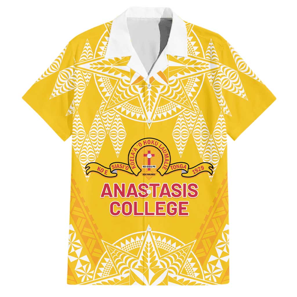 Personalised Anastasis College Family Matching Off Shoulder Short Dress and Hawaiian Shirt Tonga Ngatu Pattern - Polynesian Pride