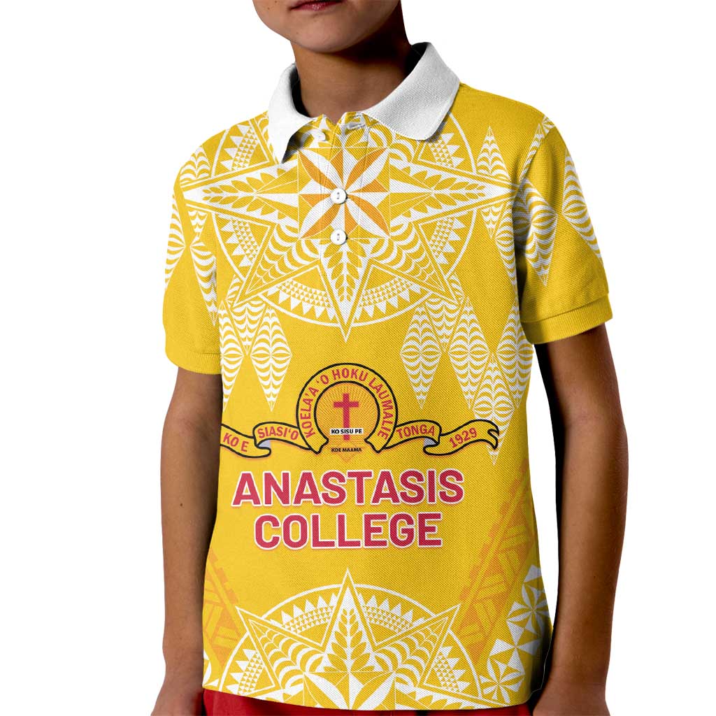 Personalised Anastasis College Kid Polo Shirt Tonga Ngatu Pattern - Polynesian Pride