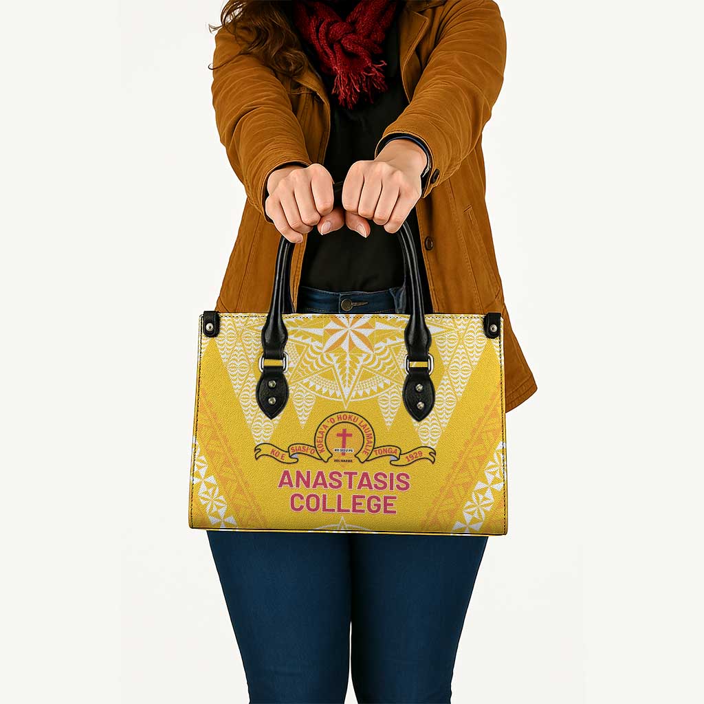 Anastasis College Leather Bag Tonga Ngatu Pattern - Polynesian Pride