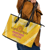 Anastasis College Leather Tote Bag Tonga Ngatu Pattern - Polynesian Pride