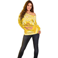 Personalised Anastasis College Off Shoulder Sweater Tonga Ngatu Pattern - Polynesian Pride