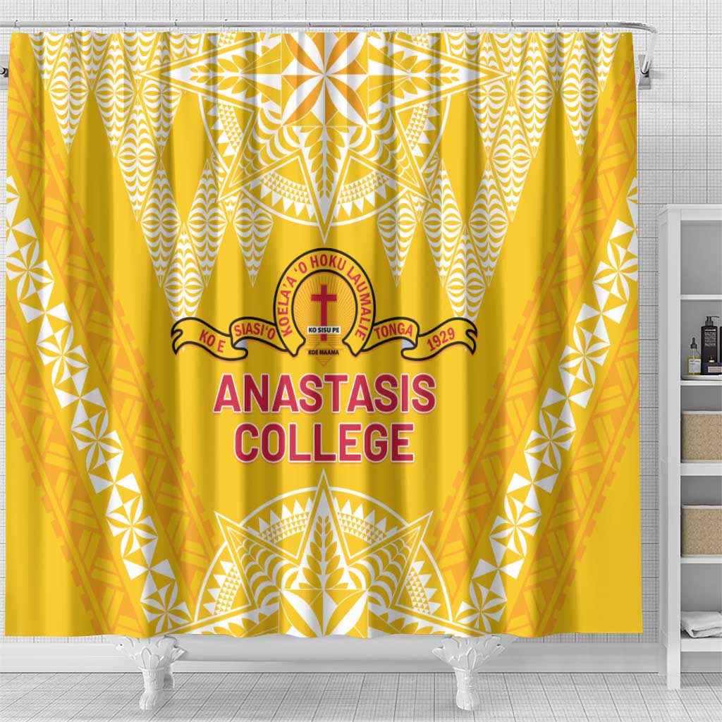 Anastasis College Shower Curtain Tonga Ngatu Pattern - Polynesian Pride